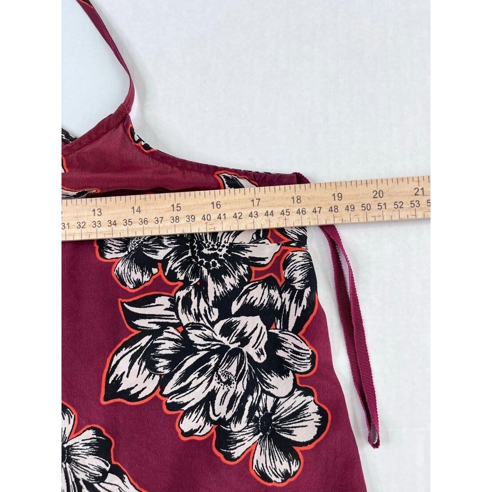 Maeve By Anthropologie Zebella Silk Floral Tank Top Size 6 Sleeveless Maroon - Picture 11 of 12